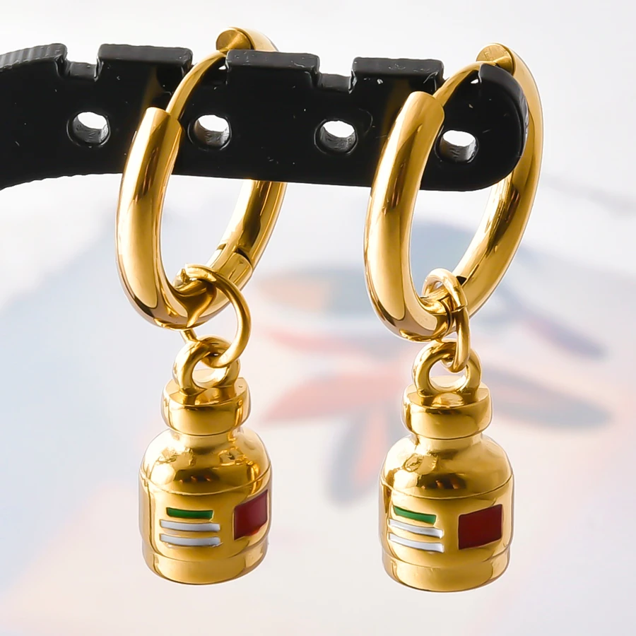 316 Edelstahl Stereoskopische Kawaii Enten-Erdbeer-Kirsch-Paprika Hängeohrringe für Damen und Herren Schmuck Piercing Geschenk – Detail 11