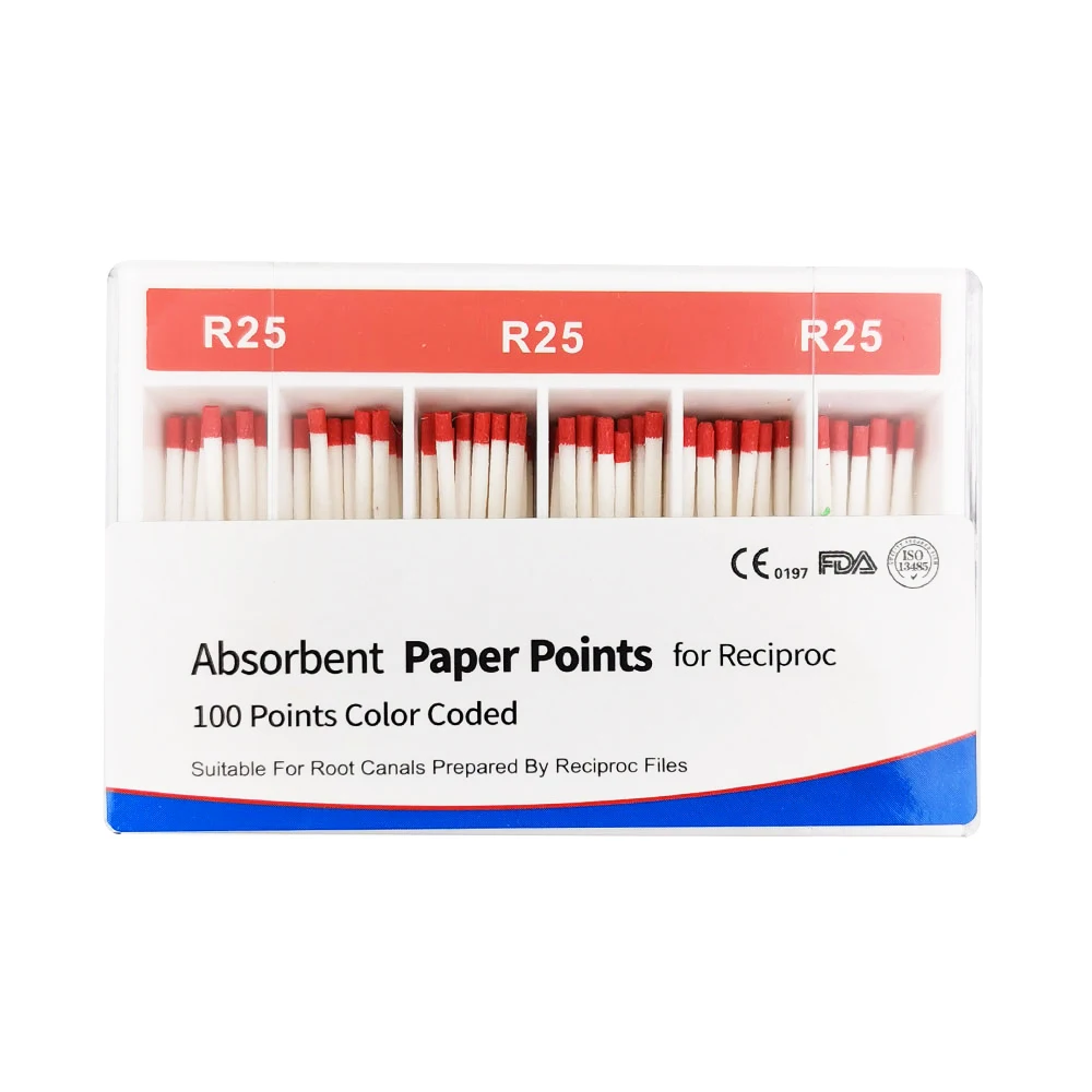 Dental Reciprocal Absorbent Paper Points R25 R40 R50 Gutta Paper Point Fit To Reciproc Blue File Dental Root Canal Obturation