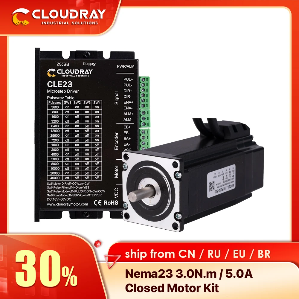 Cloudray Nema 23 Stepper Motor with Encoder 3.0N.m Closed Loop Stepper Motor Driver Easy Servo Driver with 1.5m Free cable