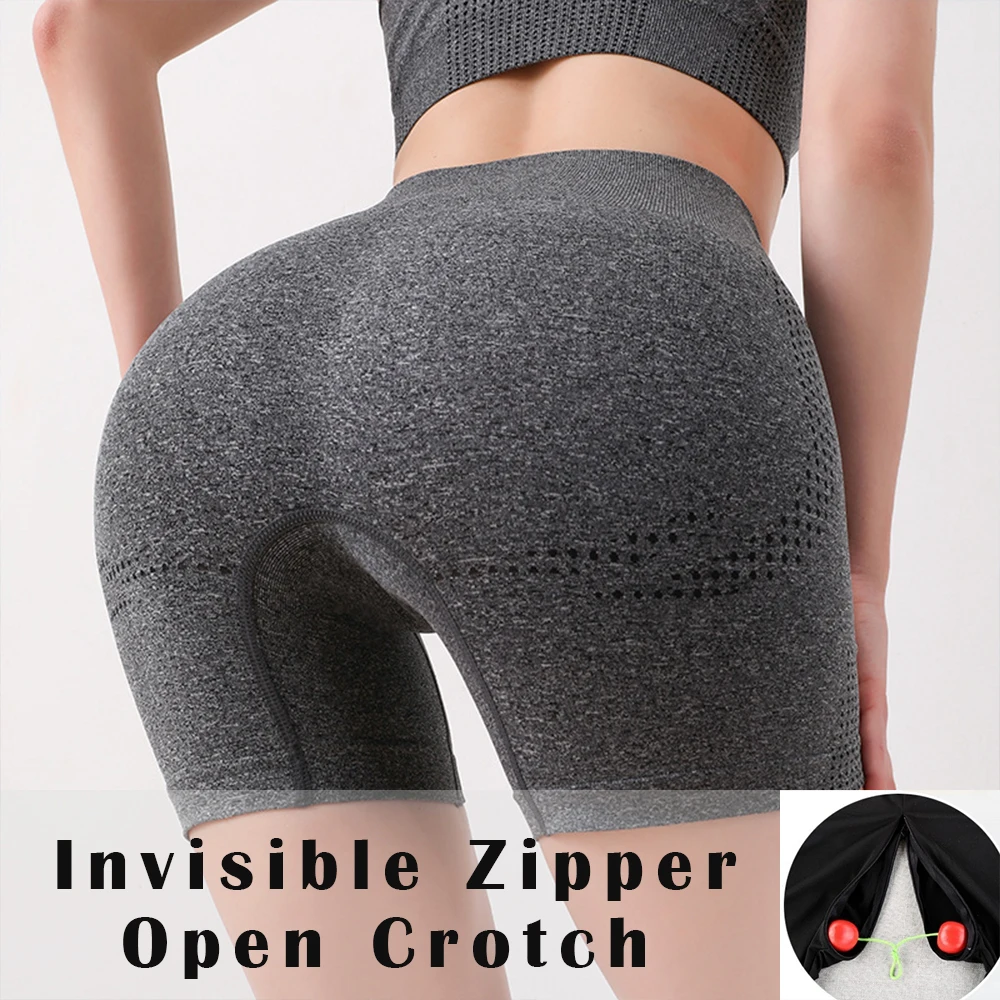 

Within65kg Invisible Zipper Open Crotch Sexy Shorts Summer Fitness Plus Size Sports High Waist Bottoms