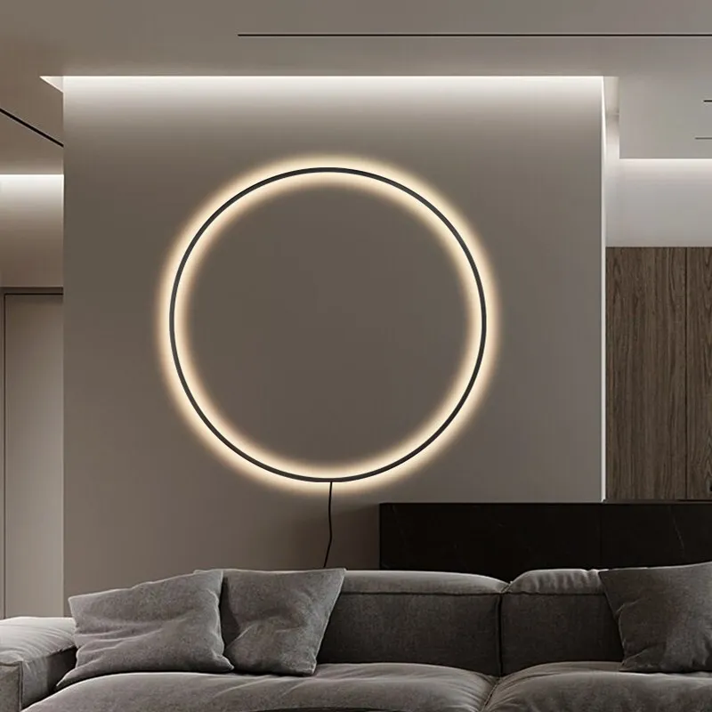 Modern Decor LED Wall Lamp For Bedroom Living Room Sofa Background Round Ring With USB Plug Wall Sconce Indoor Light Fixtures