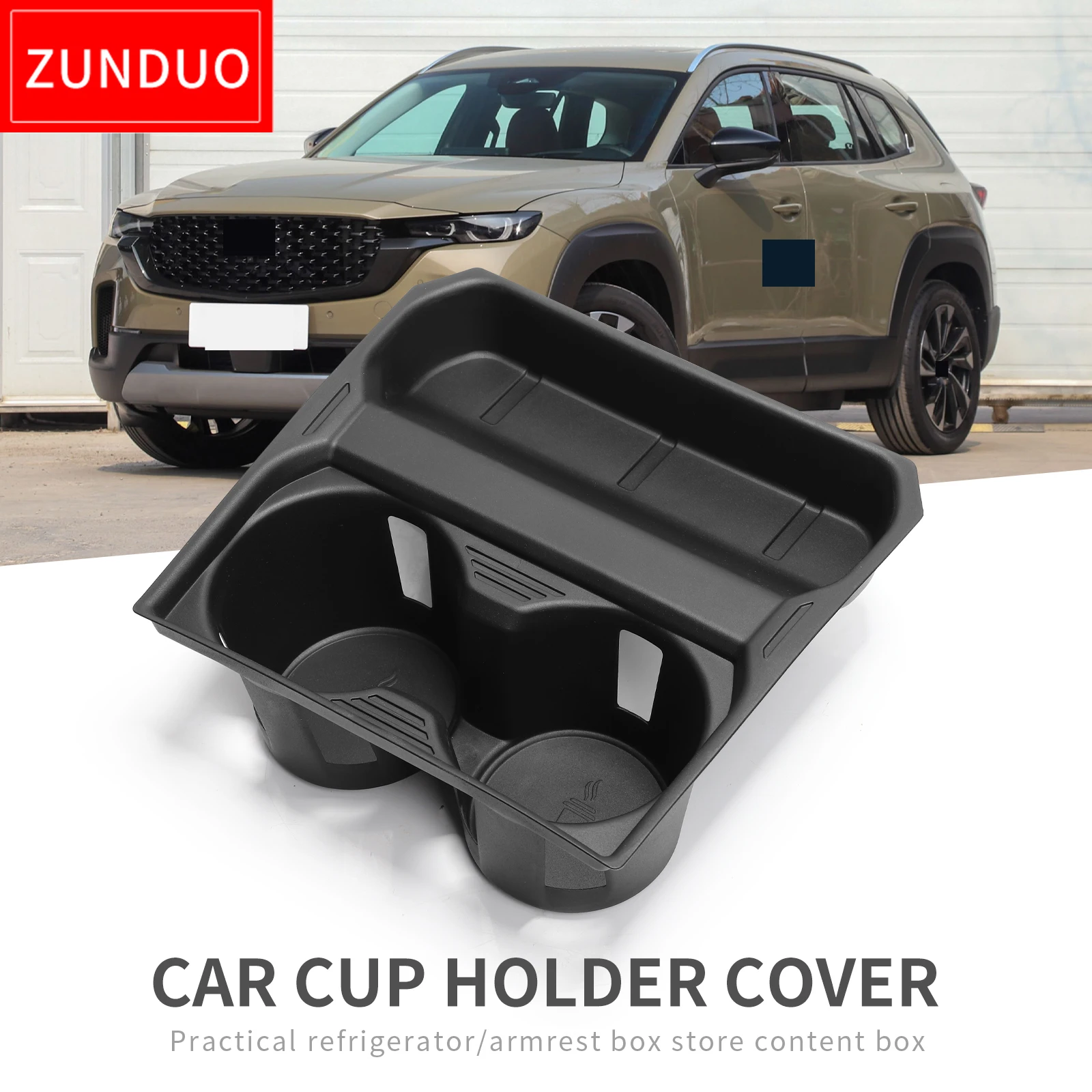 ZUNDUO  for Mazda CX-50 Shock-Absorbing Cup Holder Central Water Storage Cup Box Storage Tray Accessories TPE