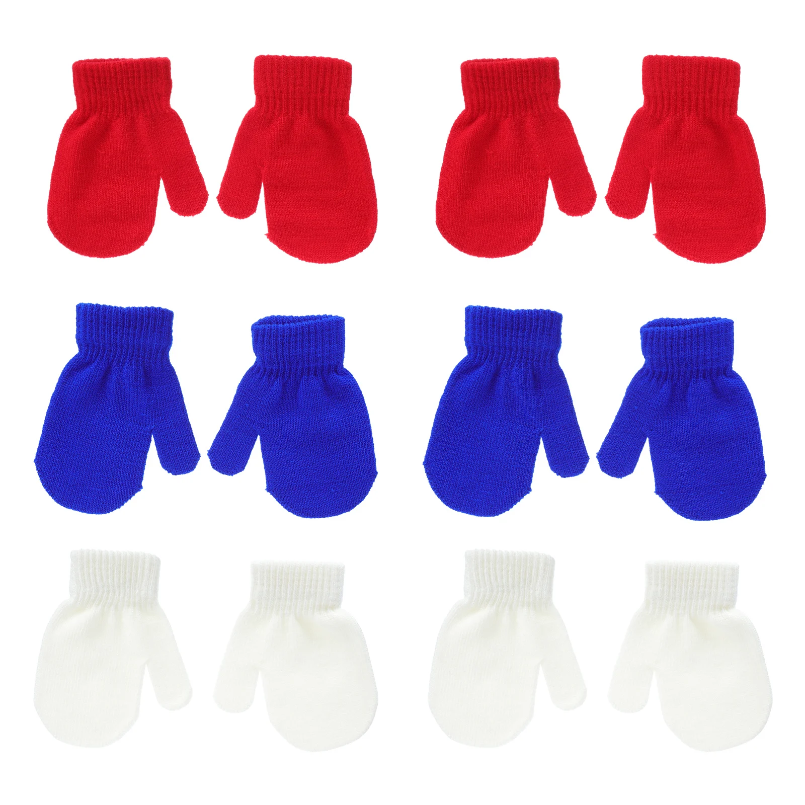 

6Pairs Warm Kids Knitted Gloves for Winter Outdoor Comfortable Full-Finger Mittens Protection for Boys Girls 1-4 Years