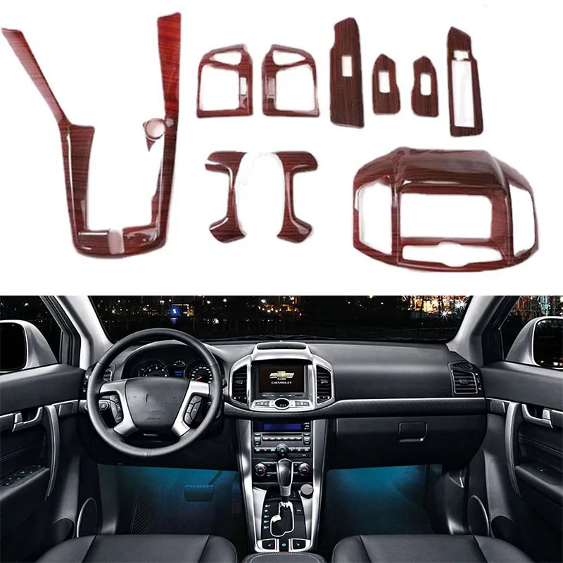 For Chevrolet Captiva 2012 2013 2014 2015 ABS Wooden Color Interior Central Control Window Lift Panel Car Styling Accessories