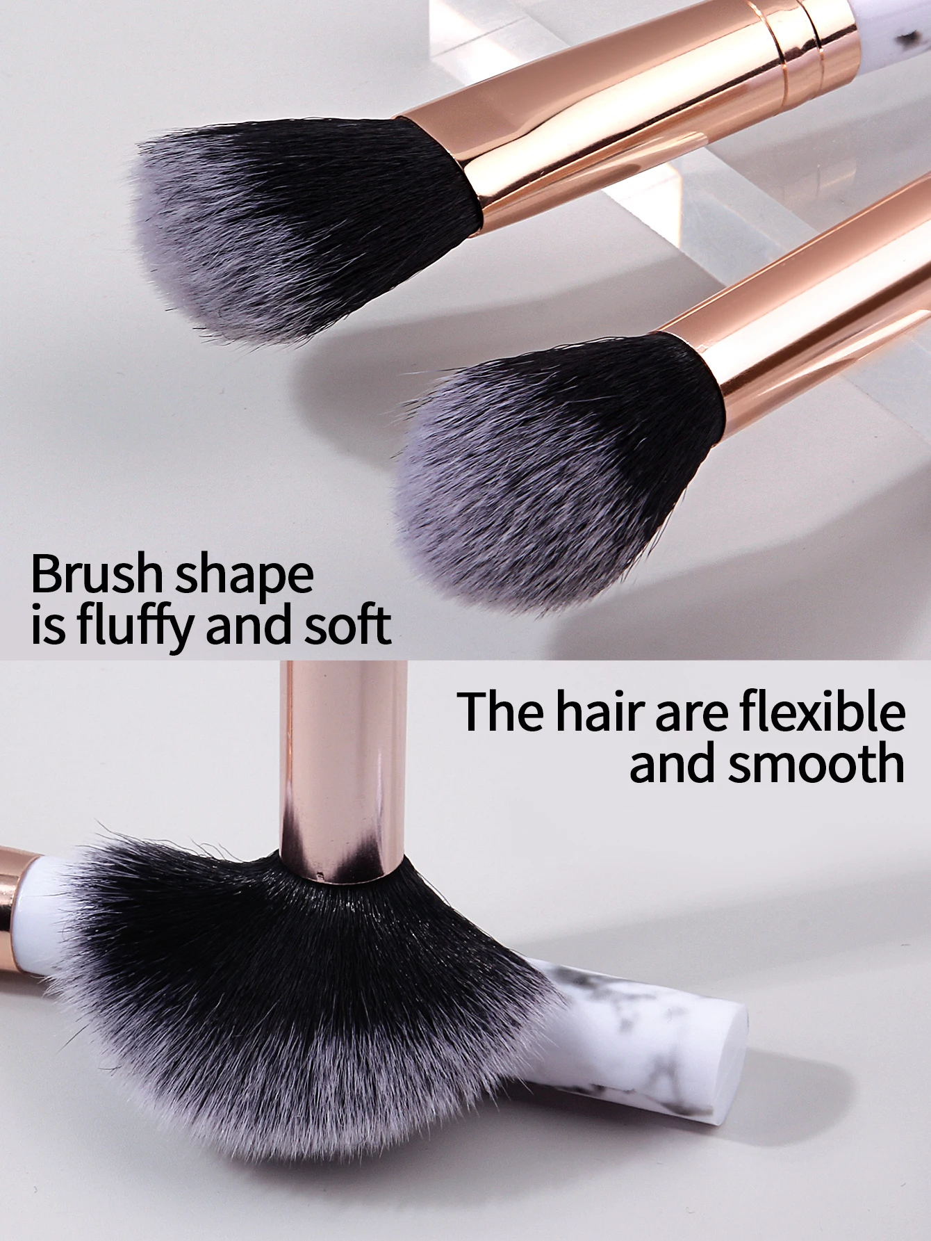 2PCS high-quality marbled blush brush, contouring brush, multi-functional portable facial makeup brush tool for beginners