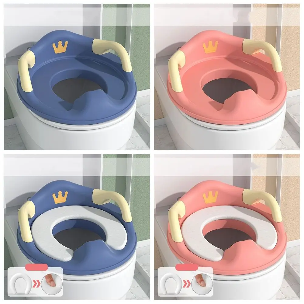 Assento sanitário infantil com padrão de coroa, fácil de lavar, antiderrapante, assento de vaso sanitário para bebês, treinamento auxiliar, junta de assento de vaso sanitário doméstico