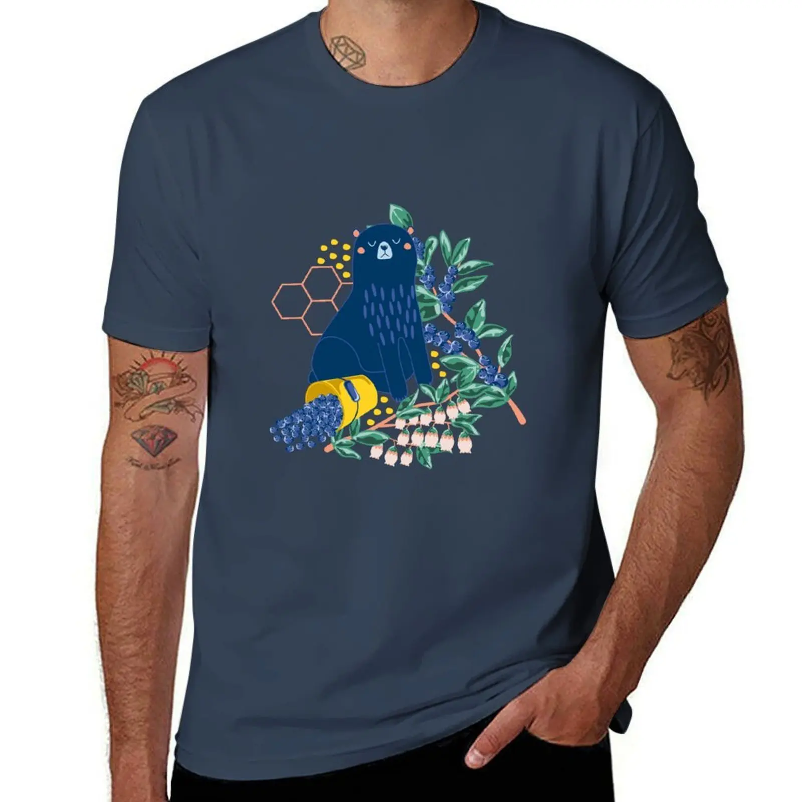 

Bear A Naughty Blueberries Eats T-Shirt Novelty Graphic Tee Shirt