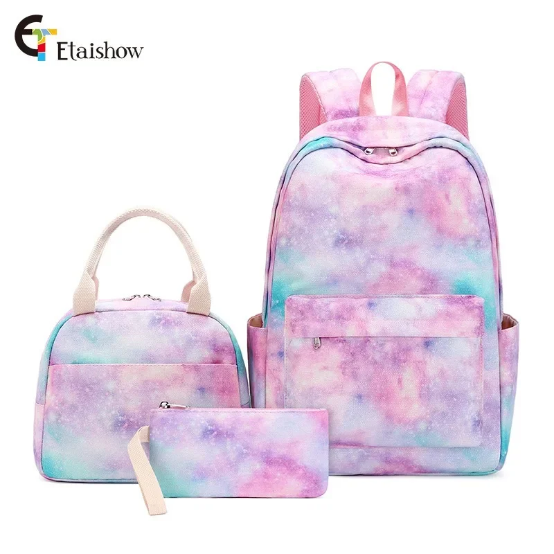 

New 2024 three-piece backpack Girls boys school bag Starry graffiti printed elementary school bag Lightweight waterproof backpac