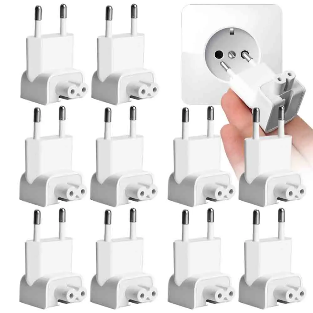 5/1Pack EU AC Power Plug Adapter Travel Wall Outlet Converter Duck Head for MacBook MagSafe 45/60/85W for IPad 10W/12W Adapters