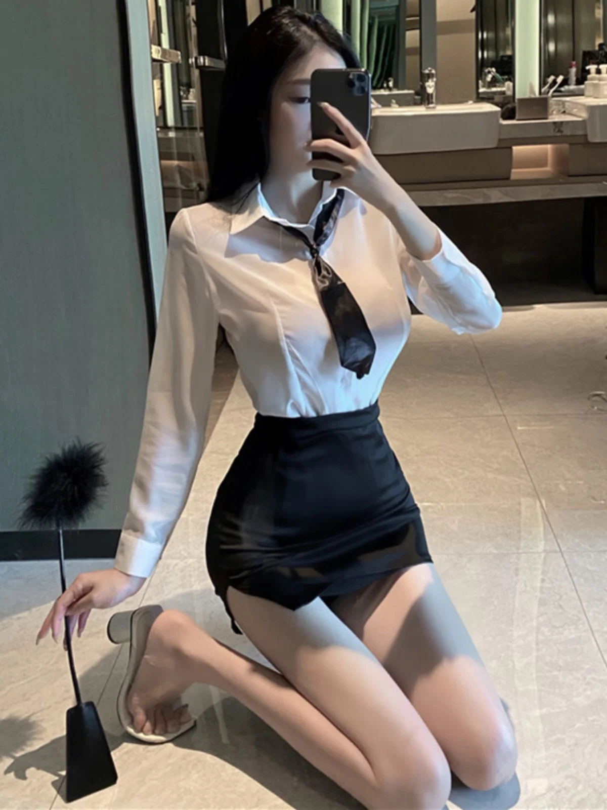 

Весенний модный лук Pure Desire Long Sve Slim Fit irt Тонкий топ с завязками на бирюзой юбки Комплект футболок от Gege Home