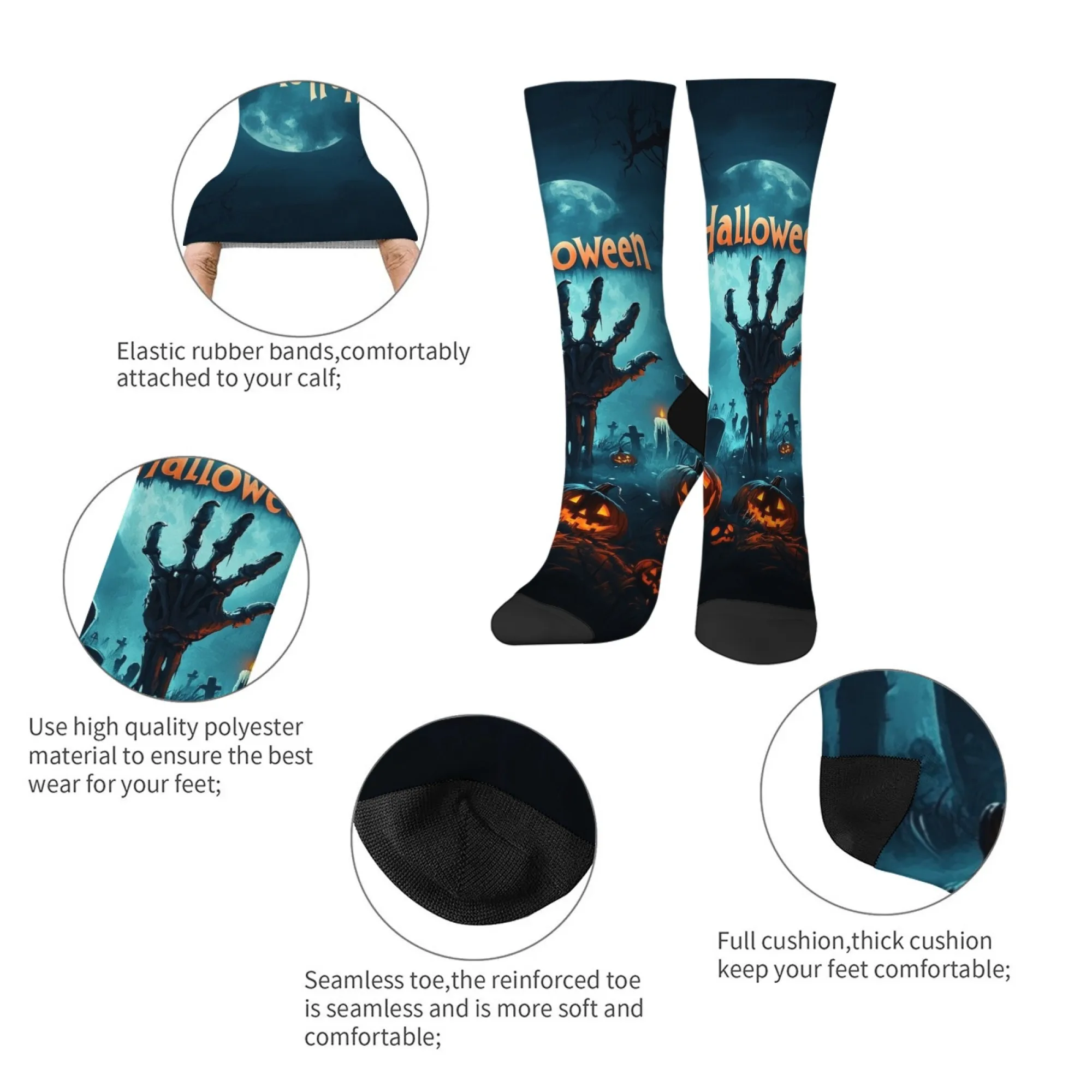 الظلام الهيكل العظمي اليد الرجال الجوارب سعيد هالوين الجوارب هدية الجدة متعة جوارب ضغط ريترو ستايل عارضة الأزياء الجوارب الرياضية #5