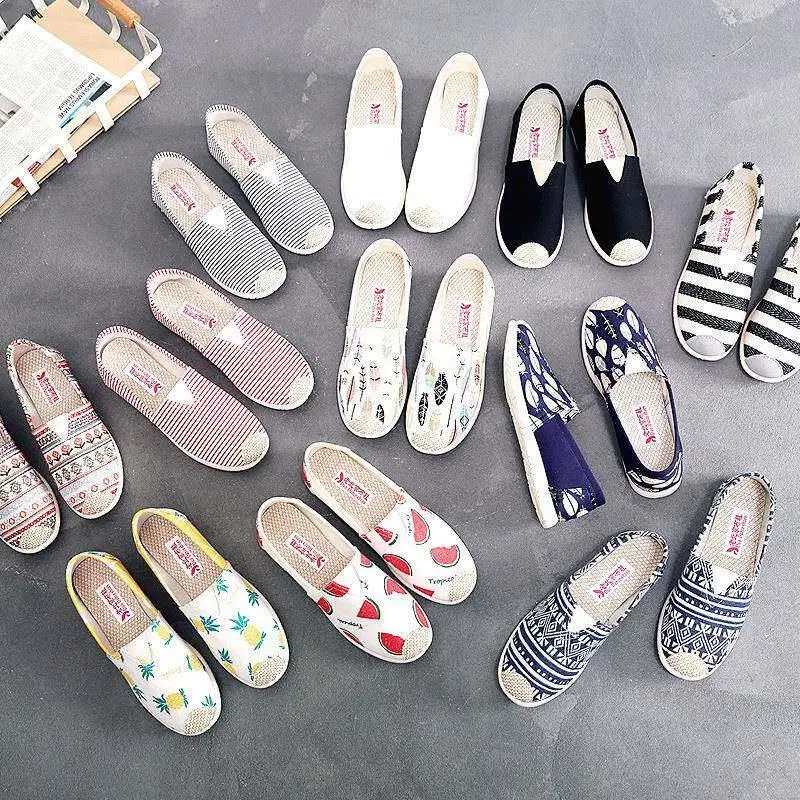 Women's Casual Canvas Shoes Soft Bottom Driving Slip-On Beijing Style Traditional Cloth Shoes Comfortable Breathable Footwear