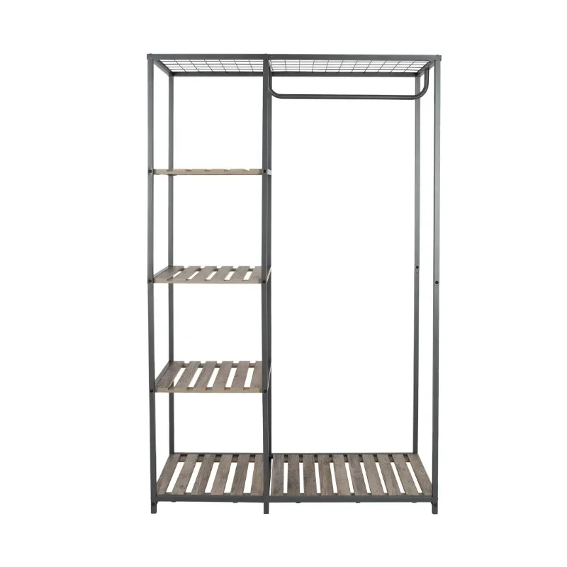 

NEW Farmhouse Gray Wood and Metal Garment Rack-Guaranteed Authentic