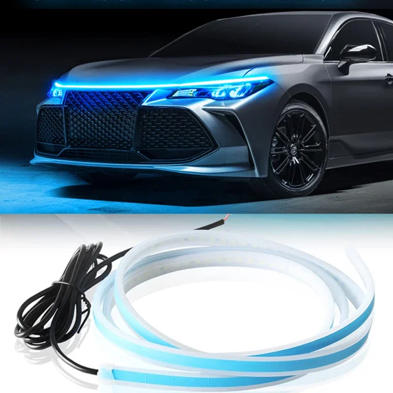 

120/150/180CM LED Car Daytime Running Lights Strip Light Bars DRL Car Engine Cover Hood Bar Auto Headlight car accessories 2023