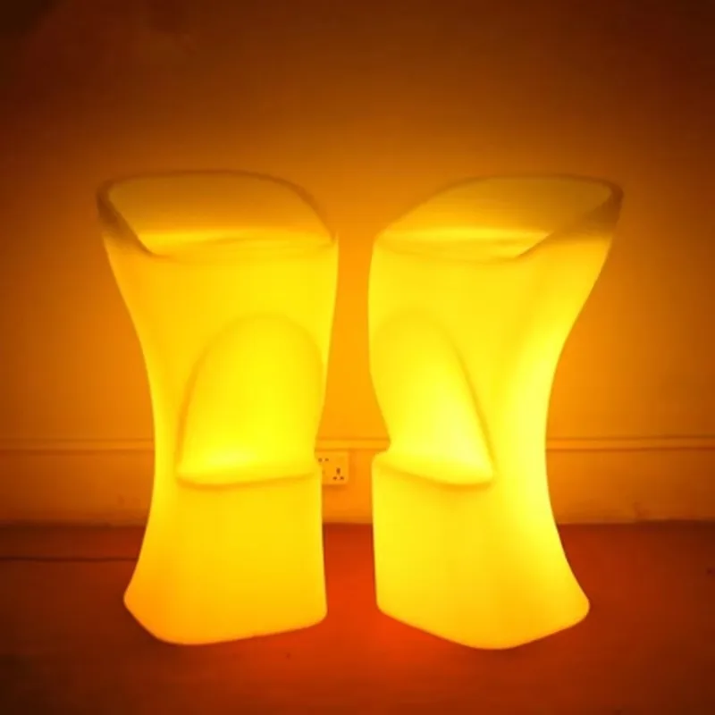 Modern Design Waterproof Led Chair 16 Colors Rgb Changing Rechargeable Glowing Plastic Bar Stool Remote Controller Home Bar