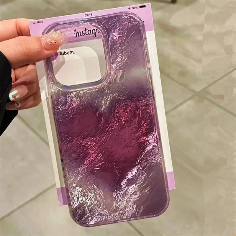 Grape Purple Gradient Love Pattern Phone Case for IPhone 16 15 Pro Max 14 13 12 11 Pro XS XR 7 8 Plus Shockproof Soft Cover