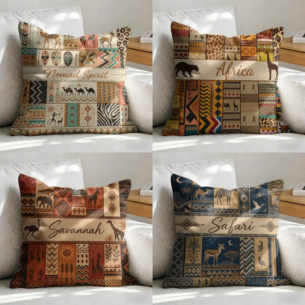 African Culture Cushion Cover Soft Short Plush Pillow Cover Smooth Cozy Texture Aesthetic Cushion Case Home Decor