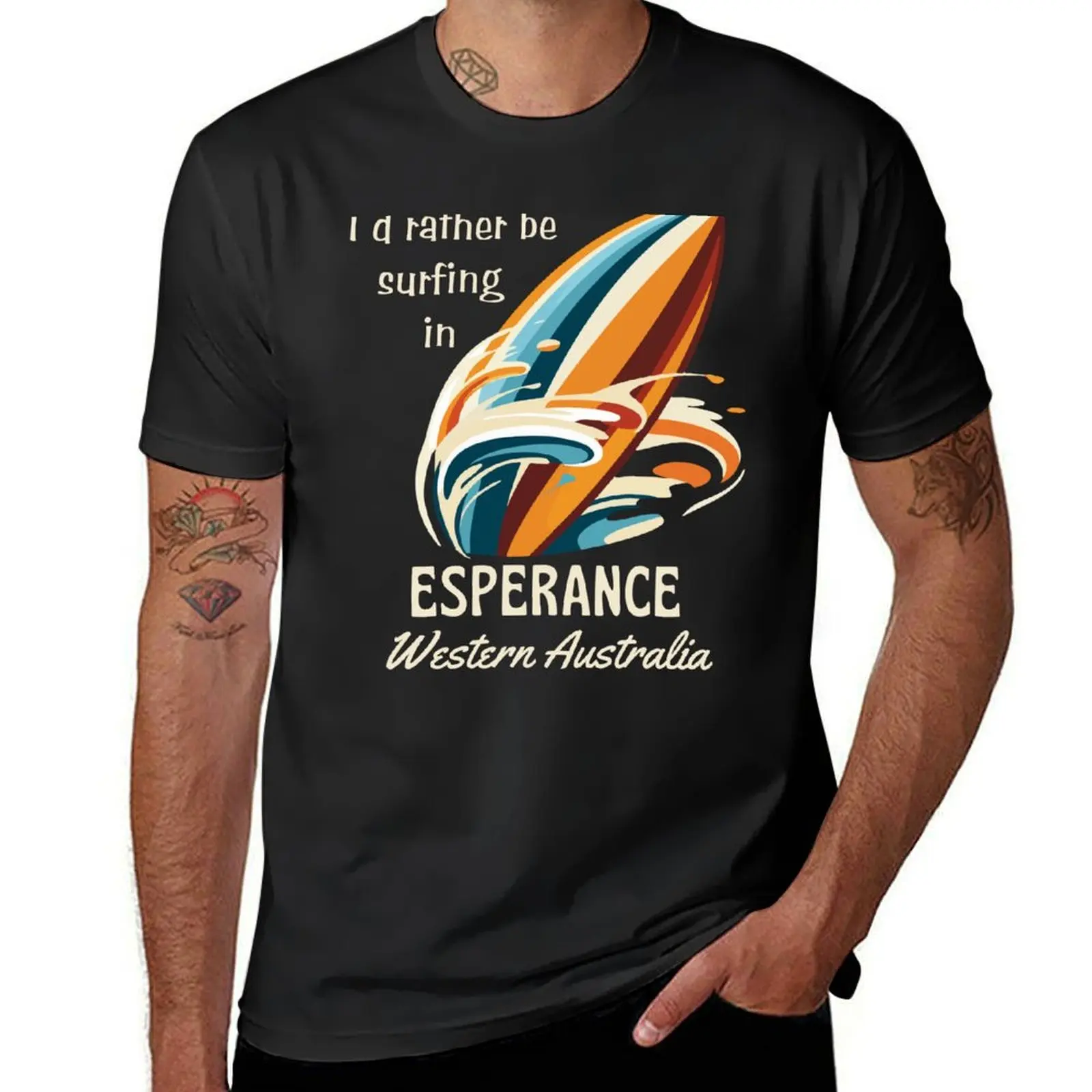 

Retro-Style I'd Rather Be Surfing in Esperance, Western Australia! T-Shirt vintage clothes Aesthetic clothing men clothes