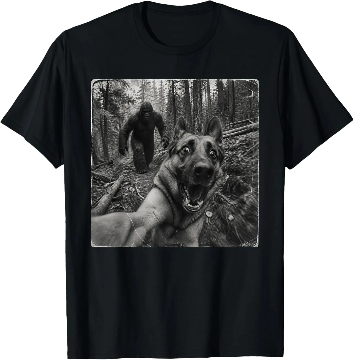 Funny Bigfoot German Shepherd T-Shirt Cute Halloween Pumpkin Short-Sleeve Tee: Fun, Breathable, Pure Cotton, Stylish—Perfect for Sports, Lounging, or Casual Wear.