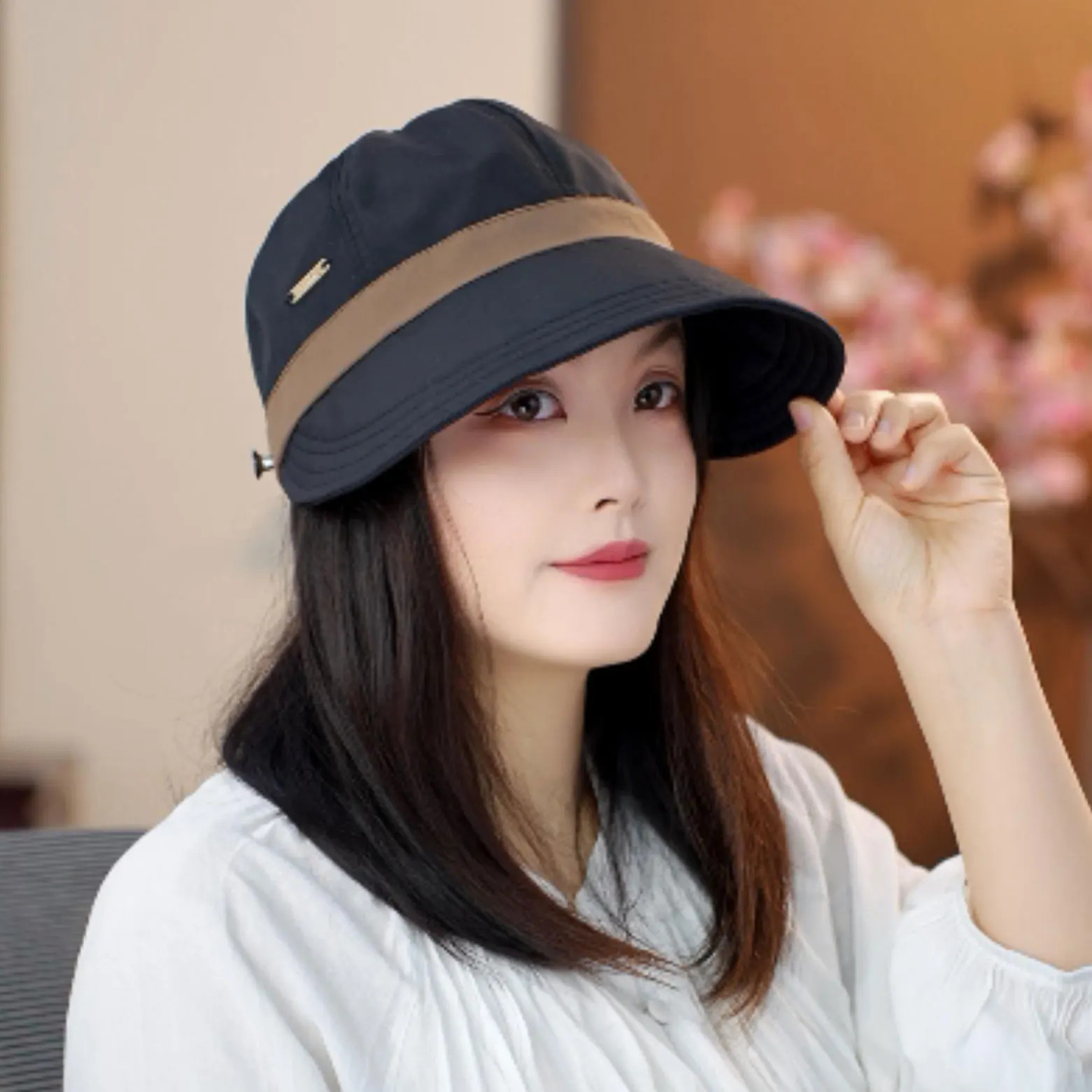 Color Block Quick Dry Wide Brim Sun Hat for Women, Face Cover Fisherman Visor Cap, UV Protection Fast Dry