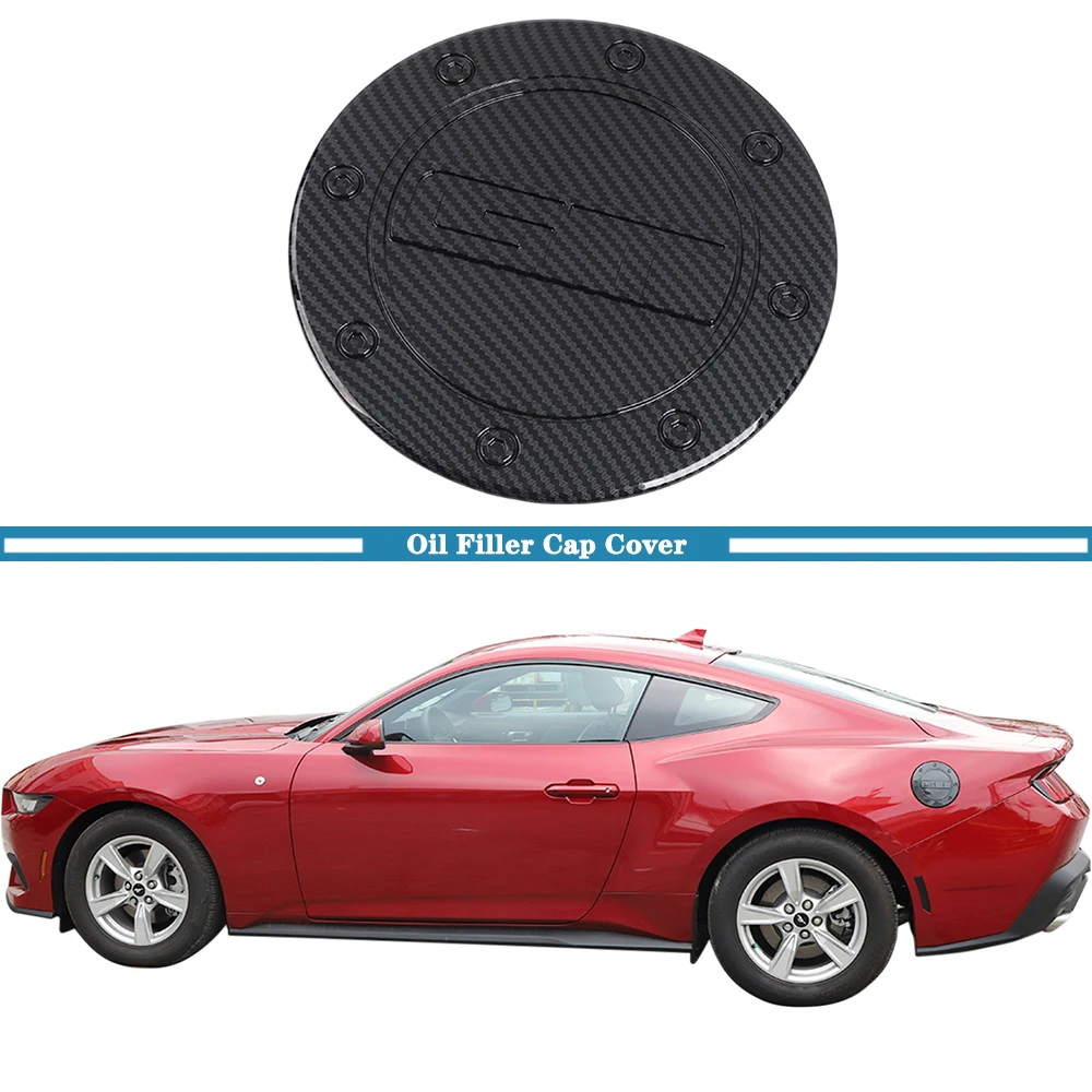 غطاء فتحة تعبئة زيت السيارة خزان الوقود الغاز استبدال غطاء الباب حامي الكسوة لفورد موستانج 2024 2025 + الملحقات الخارجية 1 حزمة