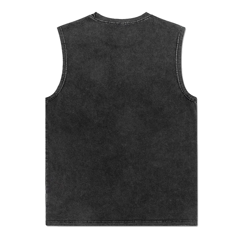 Customized Print Tank Tops for Men Women Custom Logo Pattern Vest Unisex Vintage Black Washed Cotton Tees Tops Tailor-made