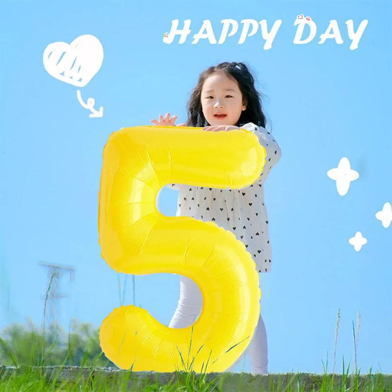 Yellow Digital Balloon Aaluminum Film Number Balloons Children and Adult Party Decoration Wedding Holiday Supplies 40 inch 2025