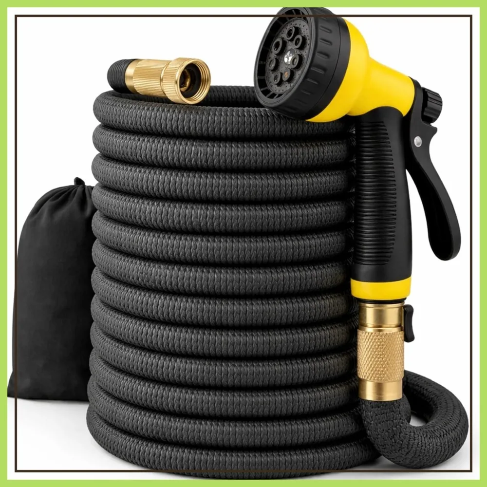 

150ft Expandable Garden Hose – Ultra-Strong 3750D, 4-Layer Latex Core, Brass Connectors, 10-Pattern Nozzle & Storage Bag – Lightweight, Kink-Reducing, Leak-Resistant