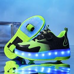 Sneakers per bambini ricarica USB pattini luminosi scarpe ragazzi ragazze scarpe da skateboard Casual pattini a rotelle scarpe sportive all'aperto con LED