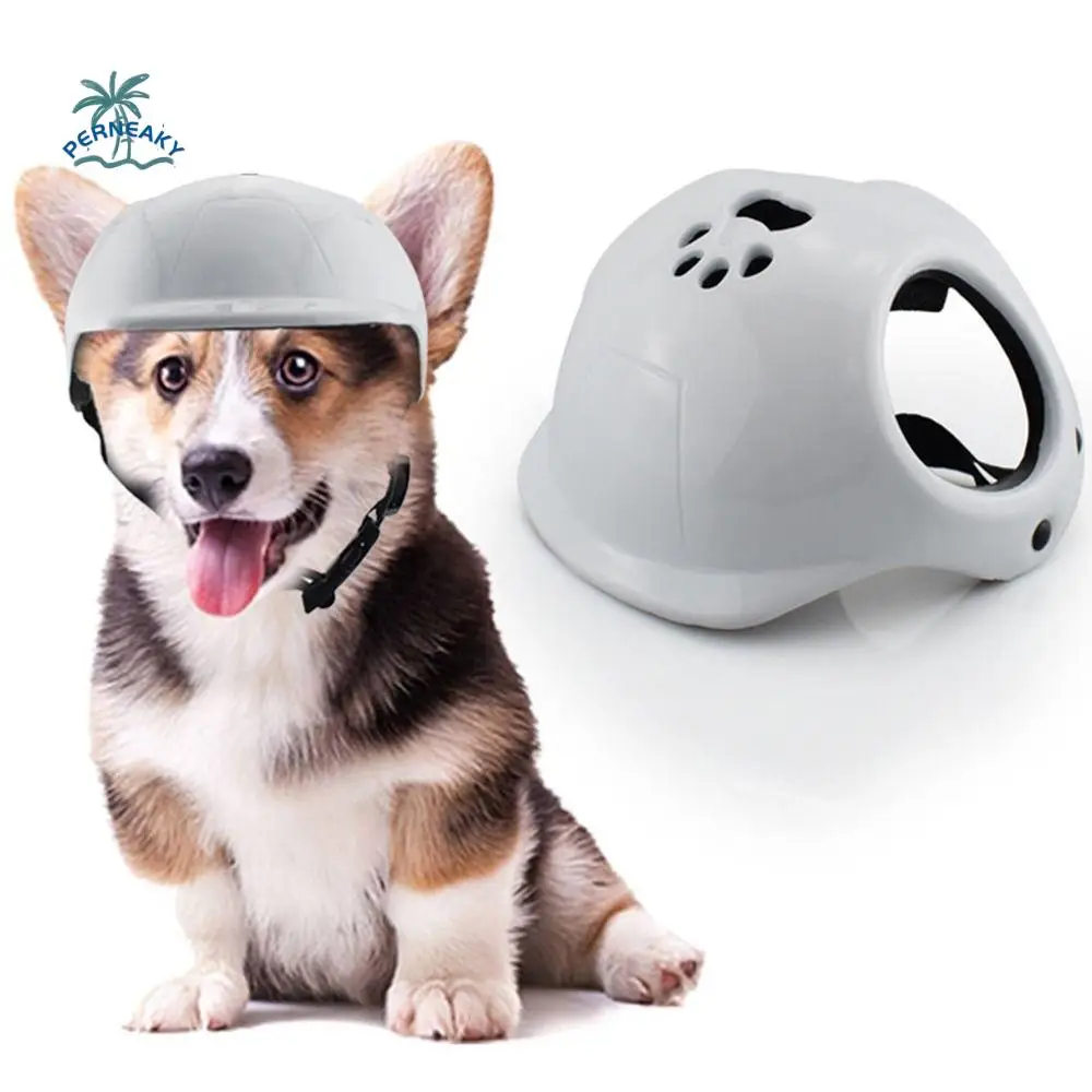 

Windproof Dog Helmets Adjustable Straps Ear Holes Pet Motorcycle Helmet Hat Breathable Lightweight Hard Safety Pet Dog Hat