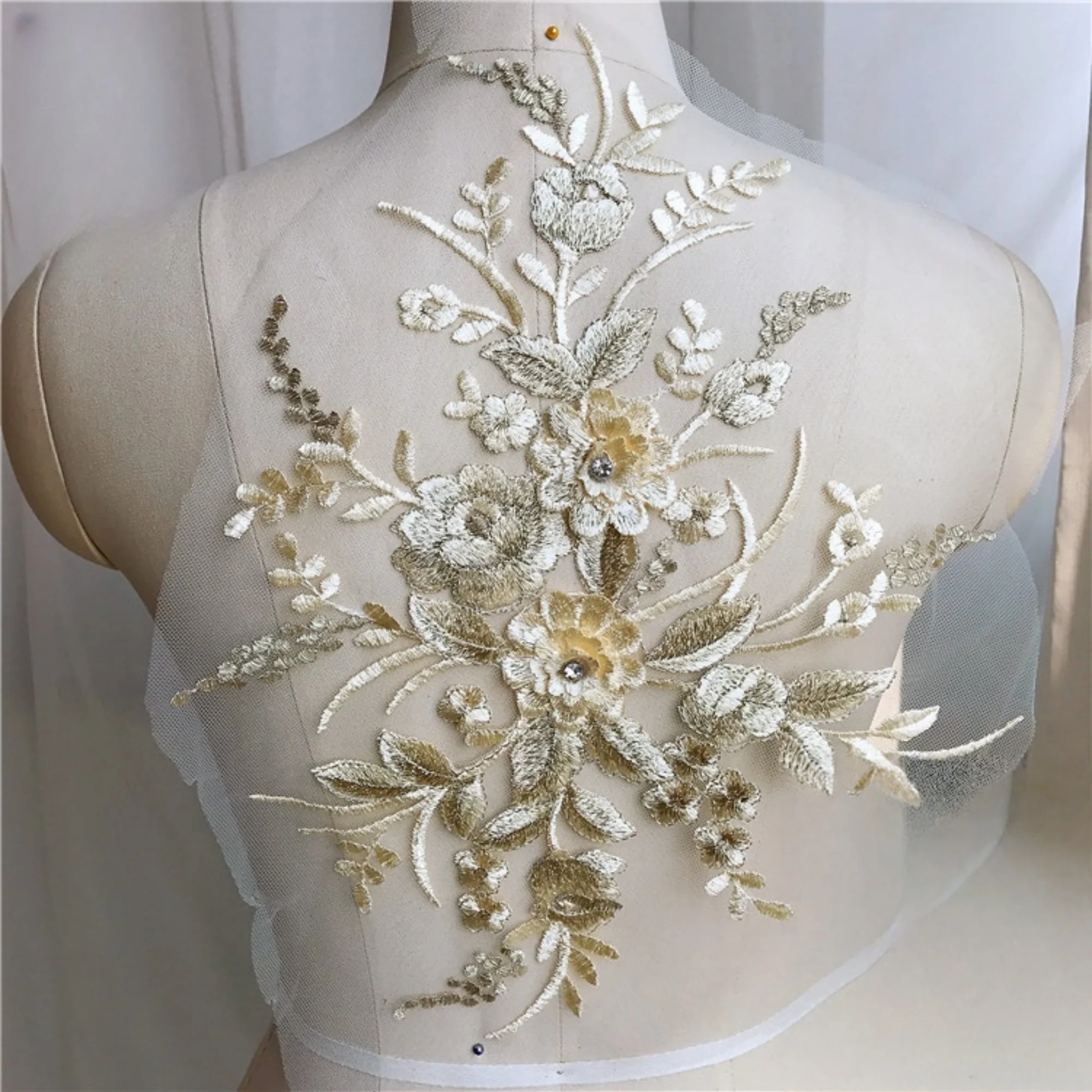 

1 Pcs Flower Lace Appliques,Embroidered Flowers,Patches For Wedding Supplies,Bridal Hair Flower,Headpiece