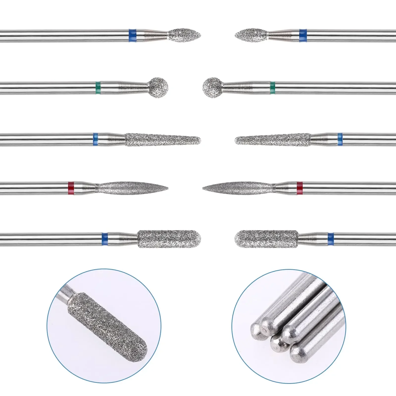 3/32 Inch Nail Bits Cuticle Drill Bit for Nail Drill Machine Flame Ball Cylinder Needle Cuticle Russian Manicure Nail Art Tools