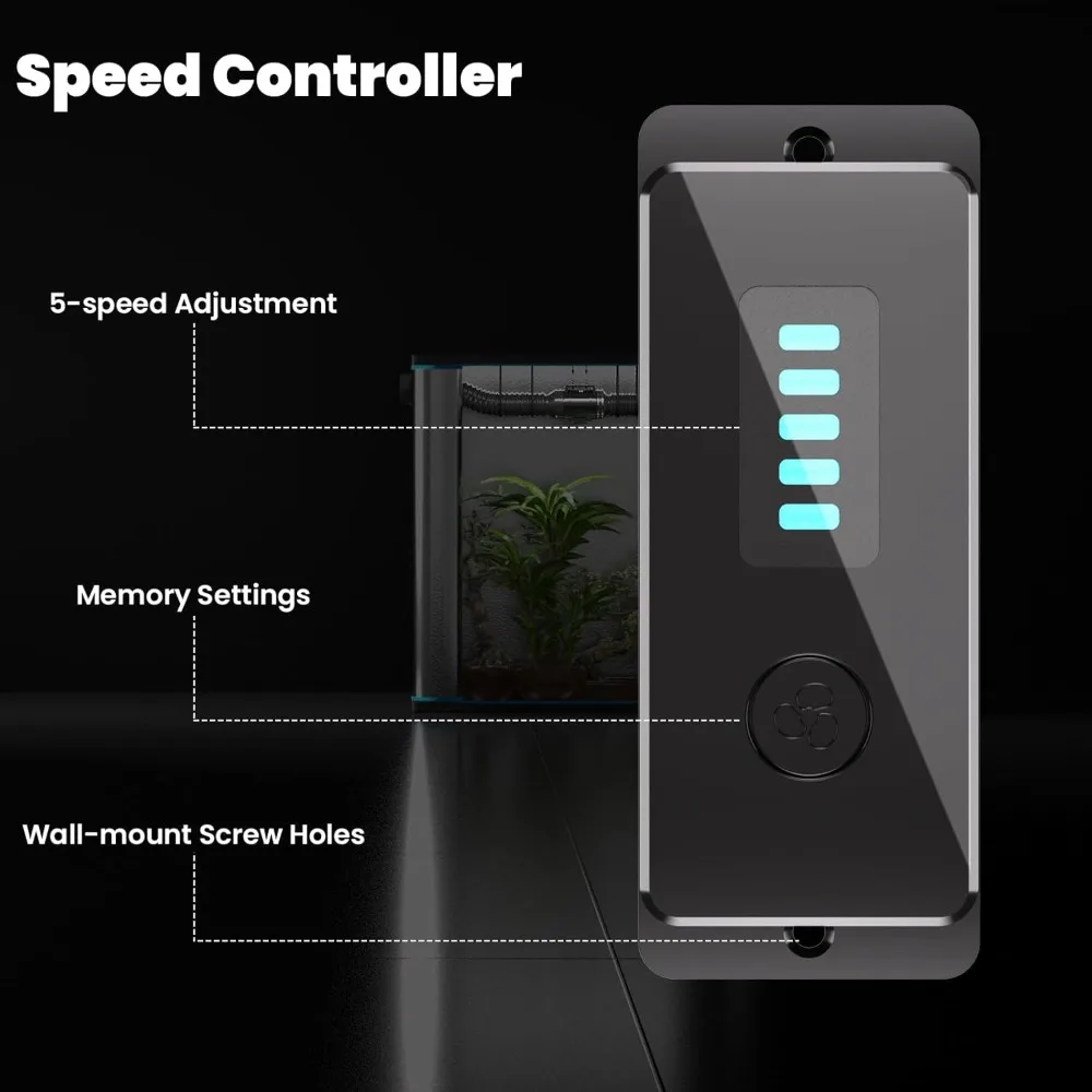 مروحة قناة مضمنة هادئة مقاس 8 بوصة مع مروحة خيمة نمو وحدة تحكم في السرعة، مروحة عادم تهوية للتدفئة والتبريد، CloudStorm S8