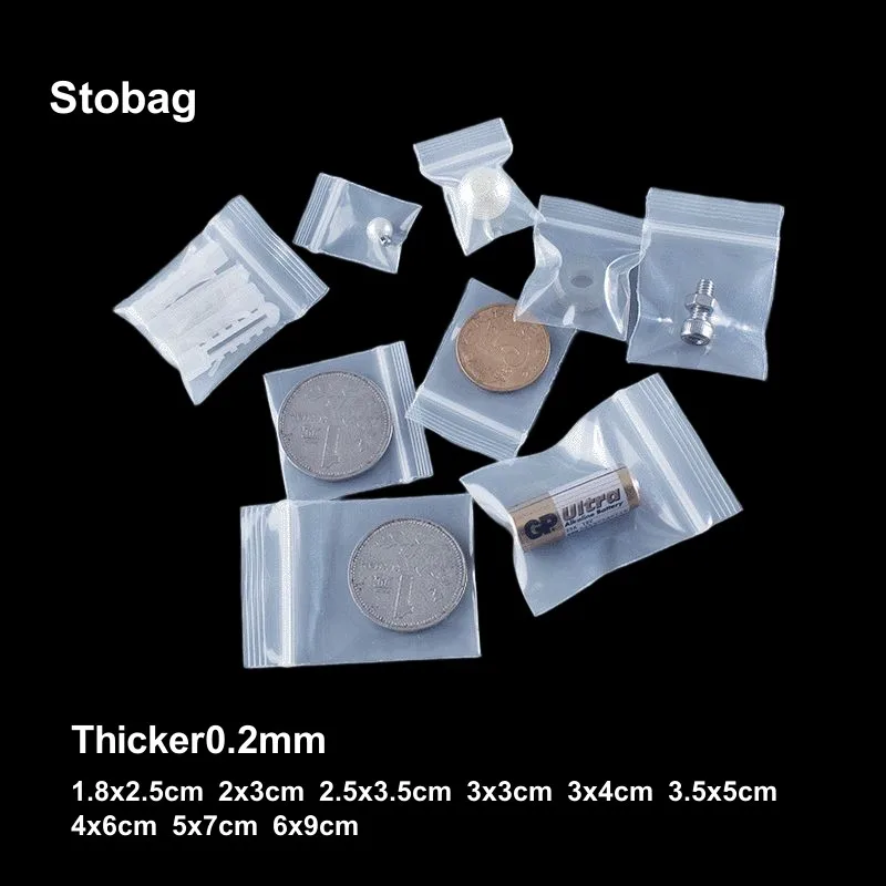 StoBag 100pcs Transparent Mini Small Ziplock Plastic Bags Jewelry Gift Packaging Storage Zip Lock Reclosable Poly Clear Pouches