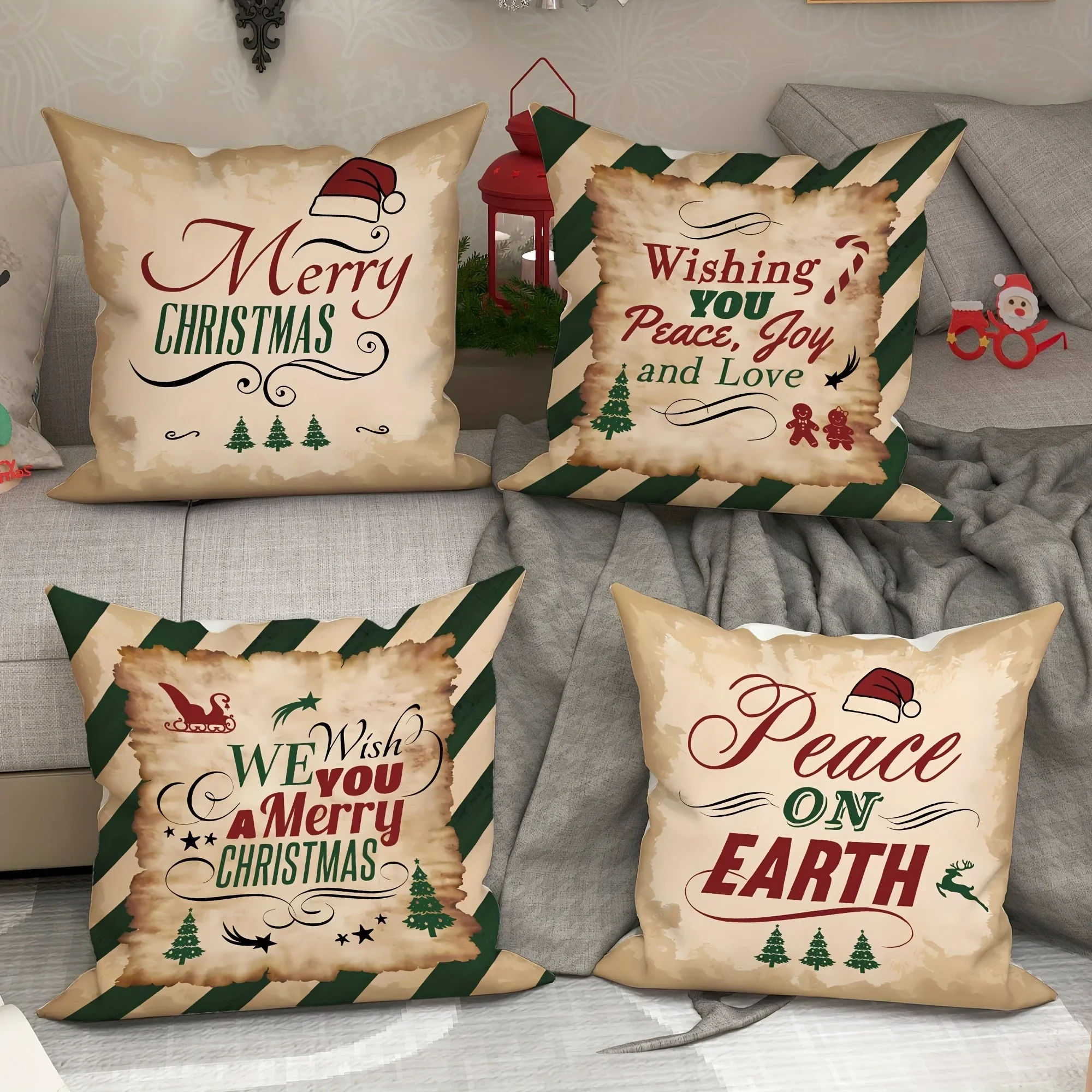 Christmas Day party decoration pillowcase retro style suitable for home room living room sofa cushion cover 45x45cm