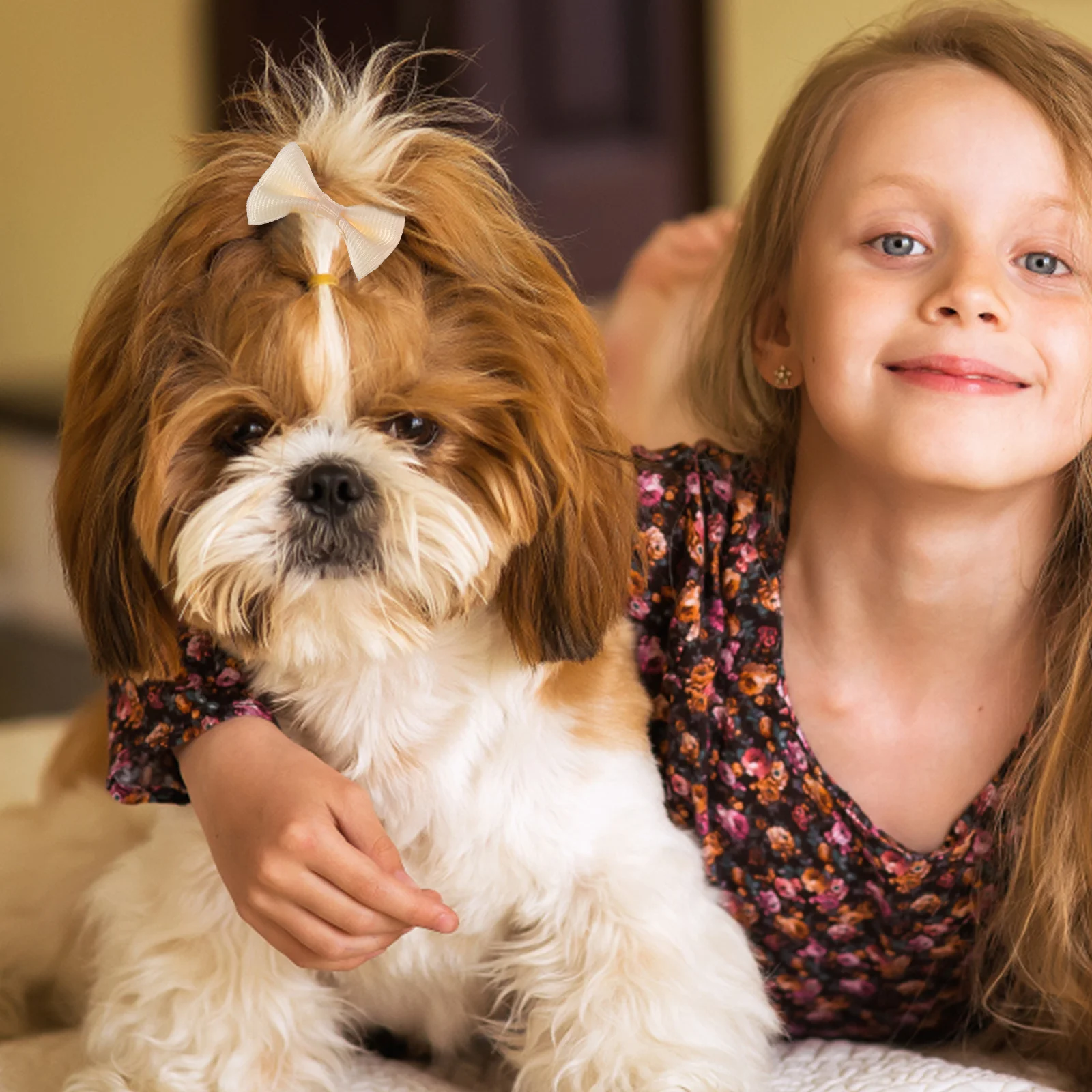 

40Pcs Pet Bows Charming Eye-Catching Hair Ties for Dogs Cats Suitable Any Occasion Unique Photo Prop Dog Bows with Rubber Bands