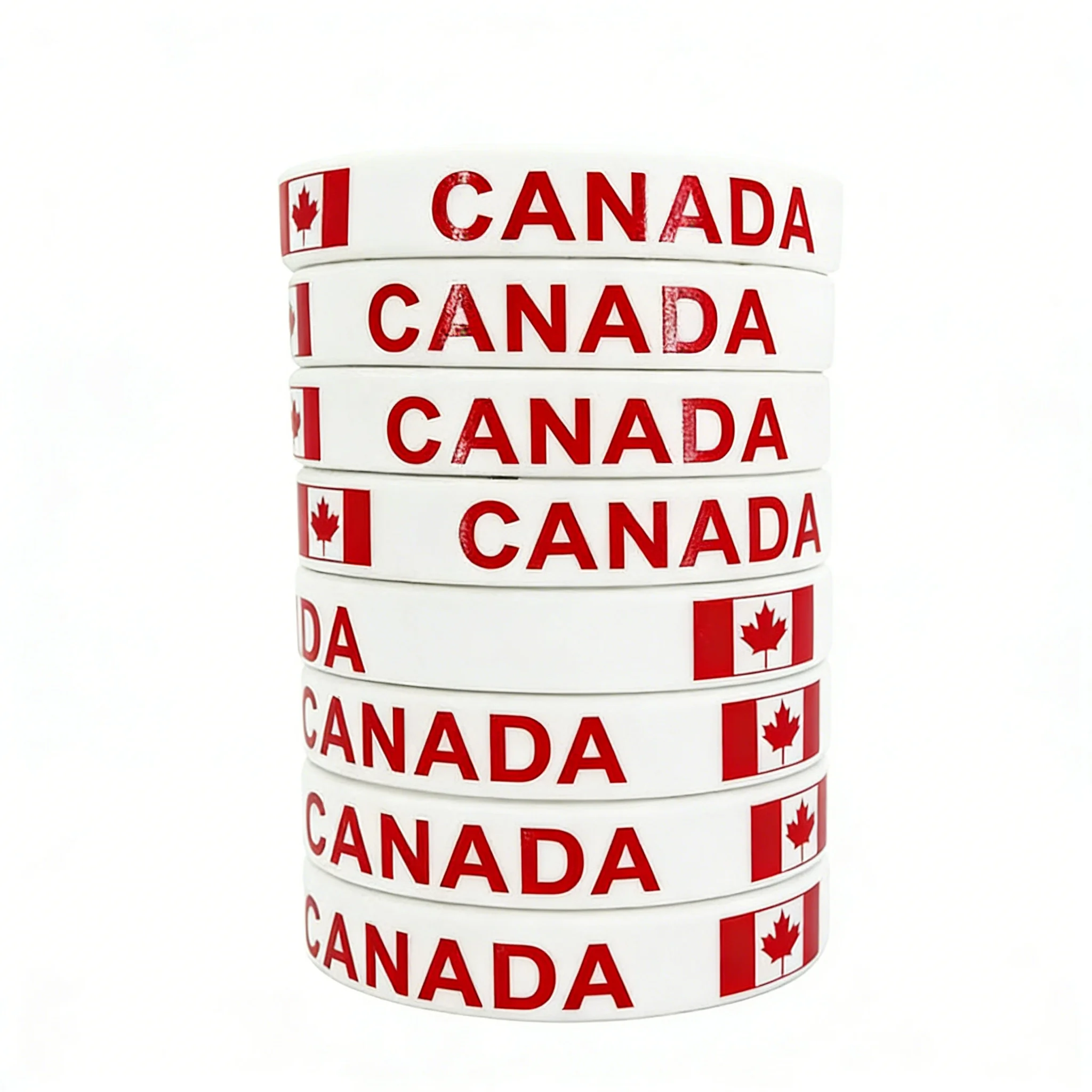 100PCS Canada Flag Silicone Wristband, 2026 North America Football Match Fan Souvenir, Soccer Cheer Accessory Bracelet