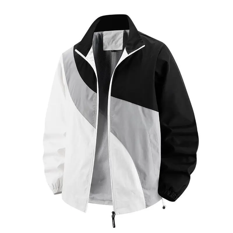 New Casual Sports Loose Men Spring Autumn Personality Contrasting Color Youth Stand Collar Trendy Versatile Jacket