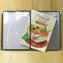 A4 PVC Transparent Menu Cover Protective Cover Restaurant Menu Paper Holder Cover for Bar Cafe 4 Pages Picture Album
