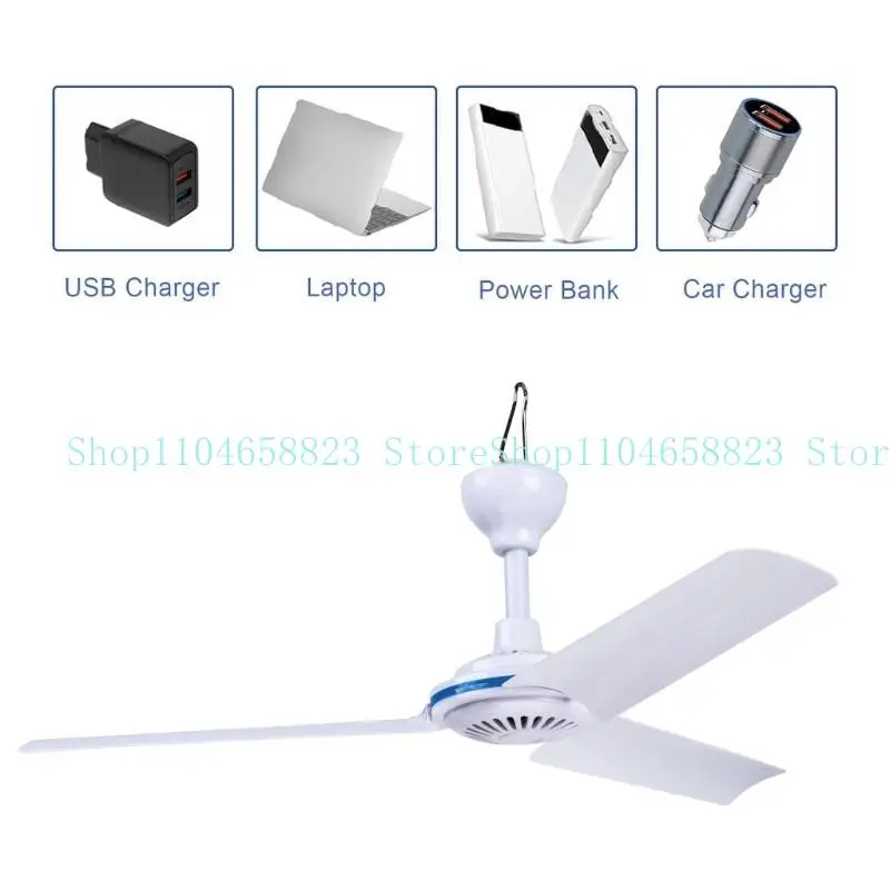 652f 19,6 -Zoll -USB -Fan Camping -Zelt -Fan für Outdoor- und Home Deckenventilator