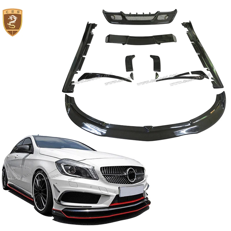 Front Lip Rear Diffuser Spoiler Side Skirt Front Bumper Side Trim Cover For BENZ A-Class W176-A45 Tuning RZ Style Car Bodykits