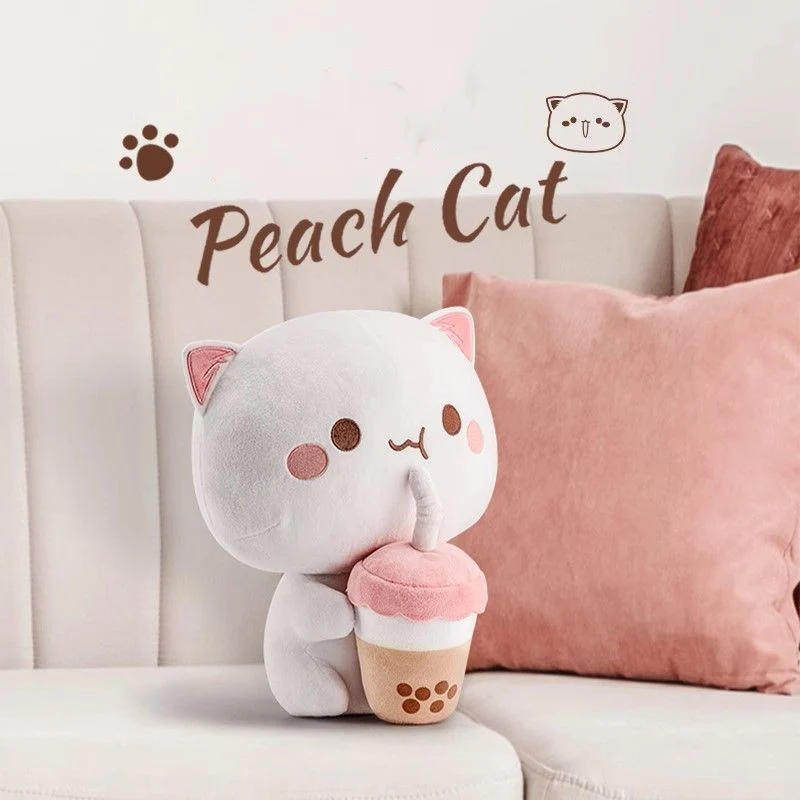 Cute Peach Cat Plush Toys for Children, boneca de pelúcia, travesseiro animal, decoração do lar, presentes de aniversário para meninas, 30cm