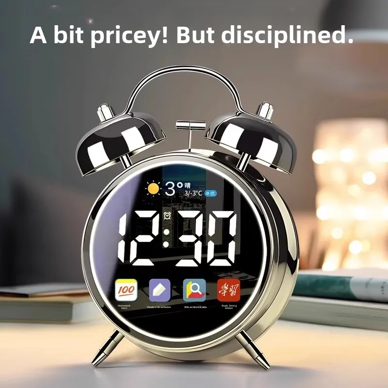High-End Smart Alarm Clock Powerful Wake-Up Tool for Troubled Students Middle Schoolers Super Loud Strong Wake-Up Metal Clock