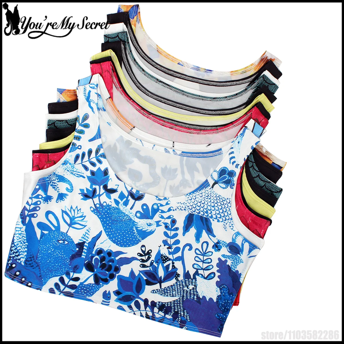 

[You're My Secret] Summer Sexy Women Sleeveless 3D Printed Tank Tops Crop Casual Super Short Vest Tops Streetwear 2026