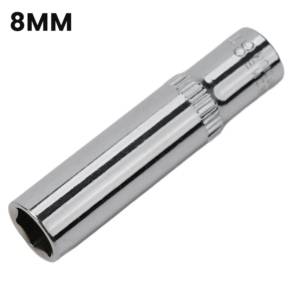 1PC 1/4inch Deep Socket Adapter Medium Fly Hex Long Socket Wrench Heads Chromium-vanadium Steel Ratchet Wrench Adapter 4-14mm