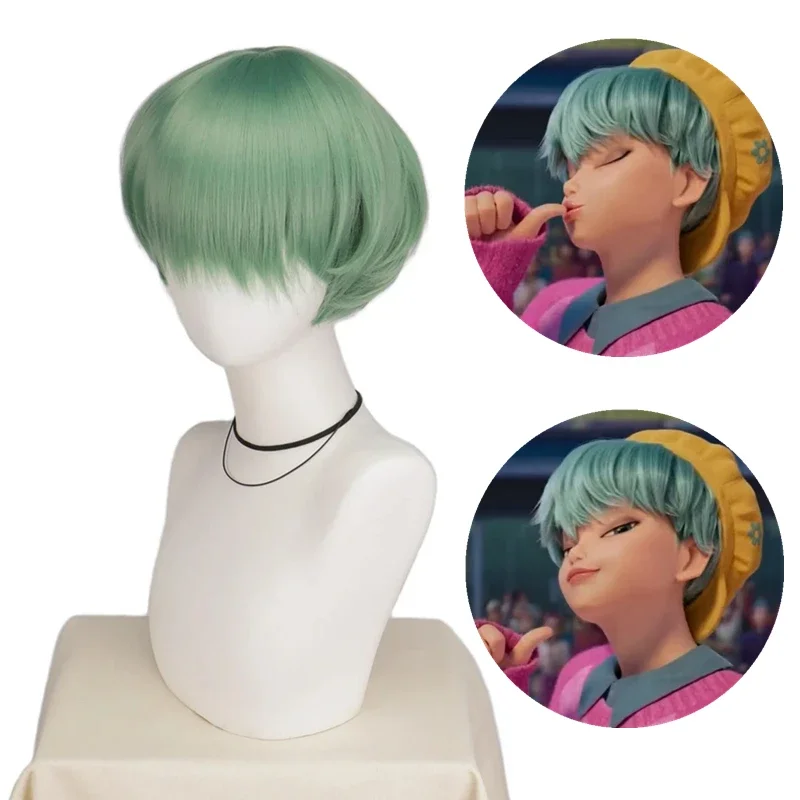 Saja Jungen Baby Cosplay Synthetische Perücke 30 cm Kurze Grüne Männer Haar Anime Hitzebeständige Perücken Halloween Party Requisiten für Dämon Jäger