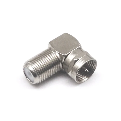 Imagen 2 del producto Conector de TV por cable de cabeza F británica de ángulo recto con cabeza F británica con junta de codo hembra giratoria de 90 grados