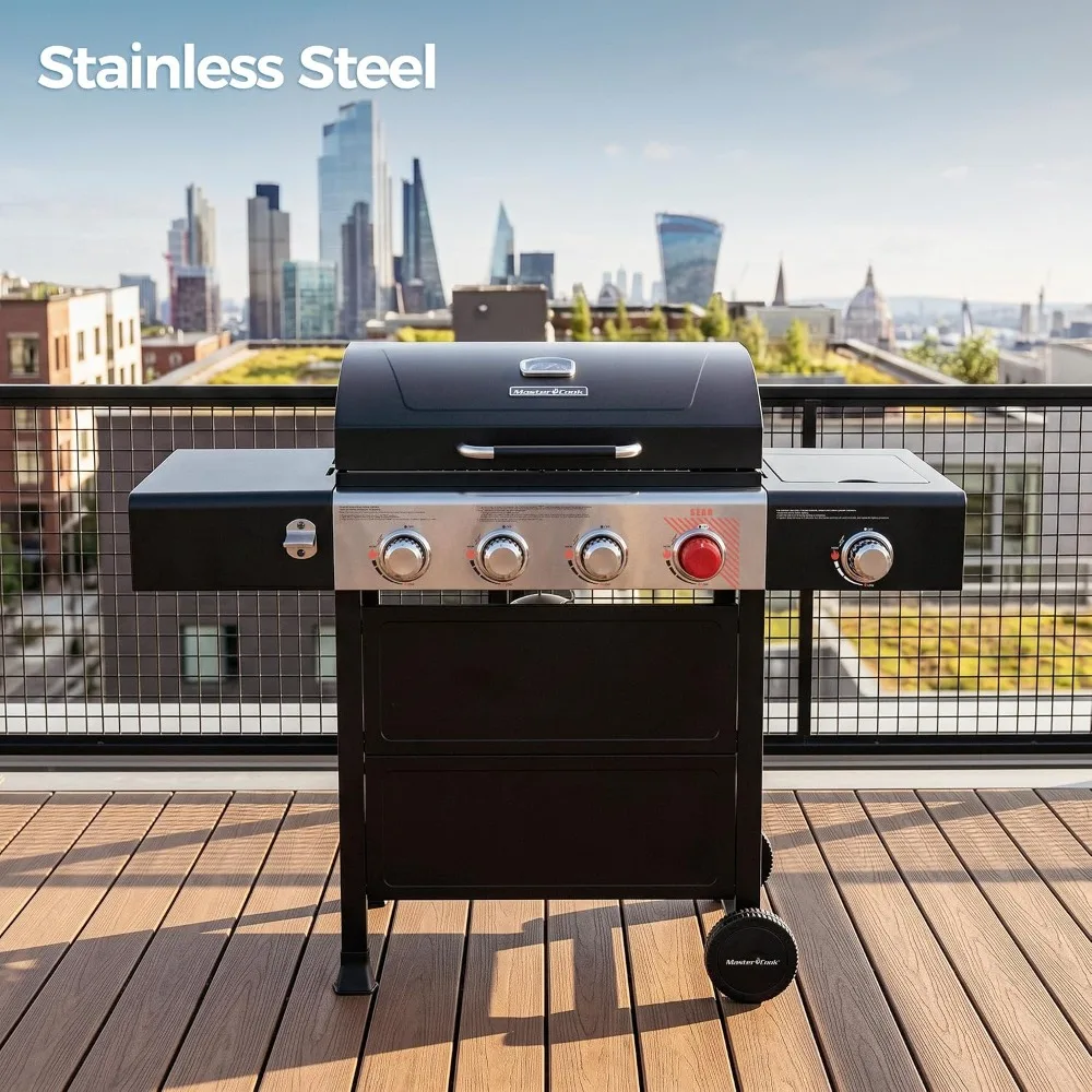 4 Burner, 549 Sq.in. Cooking Area, 56,500 BTU Stainless Steel Propane Gas Grill