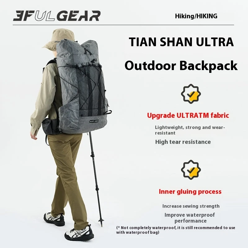 3F UL GEAR TianShan ULTRA 35+10L 배낭 UHMWPE 패브릭 초경량 야외 캠핑 하이킹 등산 가방 방수 찢어짐 저항