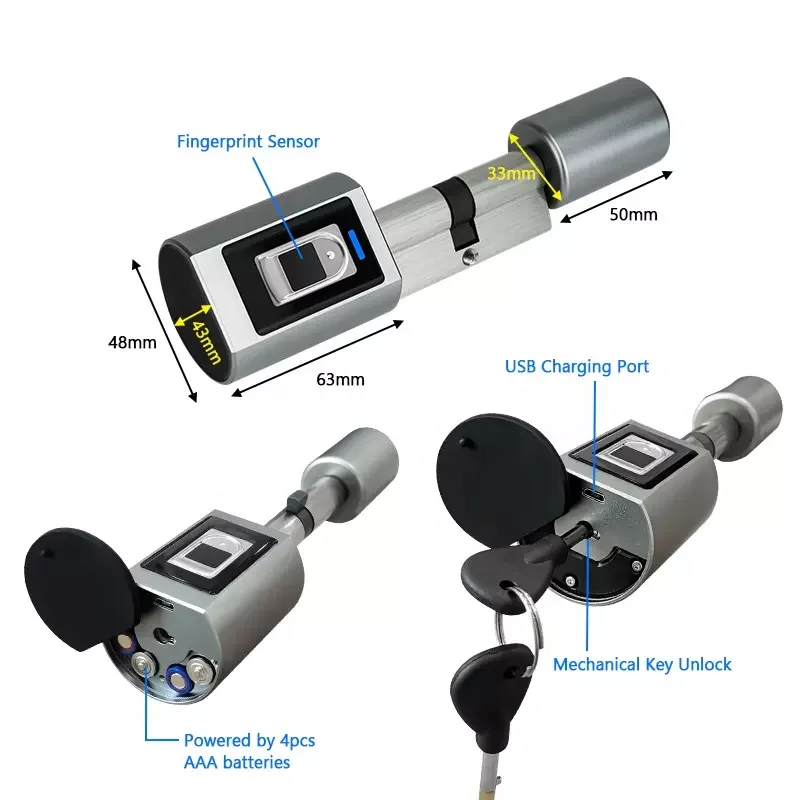 TTlock 앱 유럽 표준 스마트 잠금 실린더, 무선 홈 보안, 마그네틱 문짝 센서, 알람 잠금, 새로운 디자인